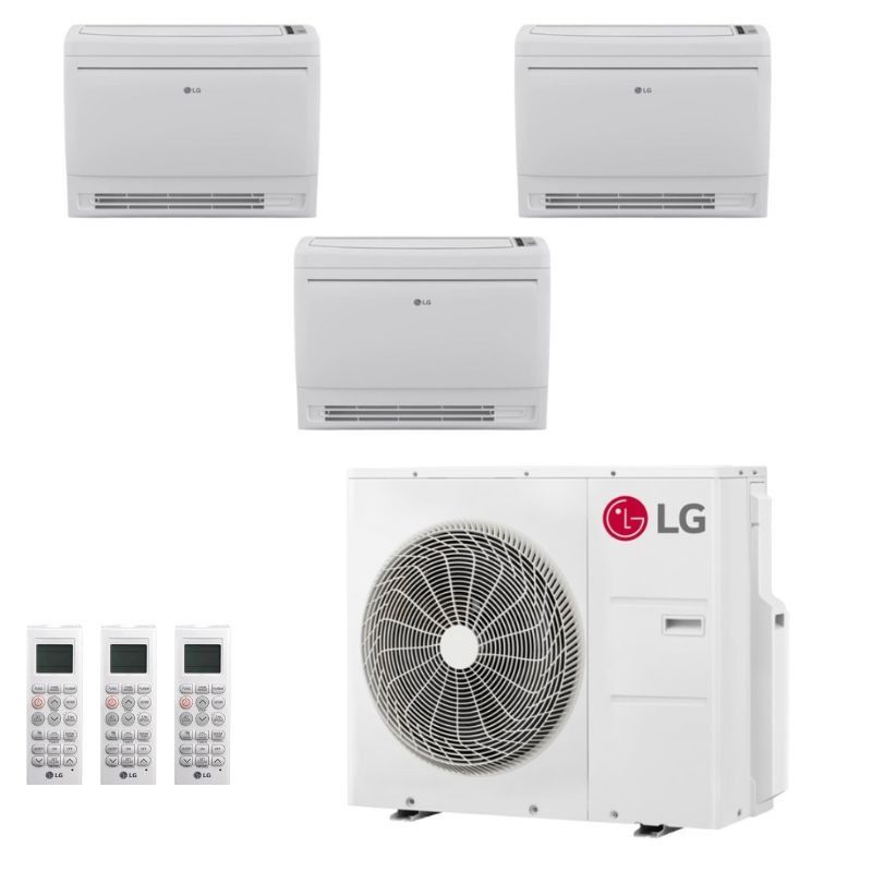 LG 30,000 BTU 3 Zone Low Wall Console Ductless Mini Split System - KUMXA301A / 2-KNUQB121A / KNMQB151A