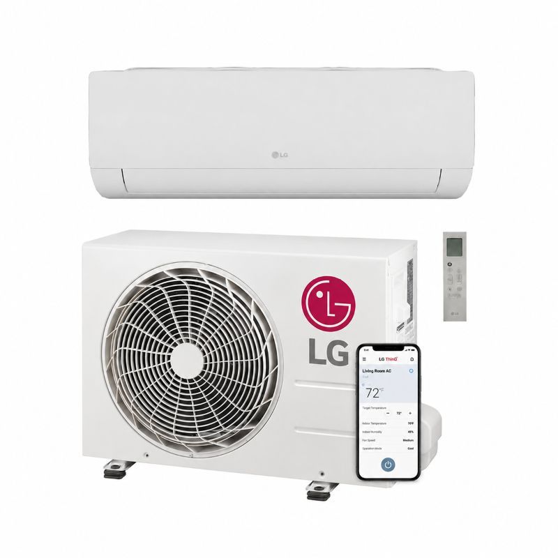 LG 12000 BTU Mega 20 SEER2 Single Zone Wall Mount Mini Split Heat Pump System – R32 | 208‑230V - KNSAC121A / KUSAC121A
