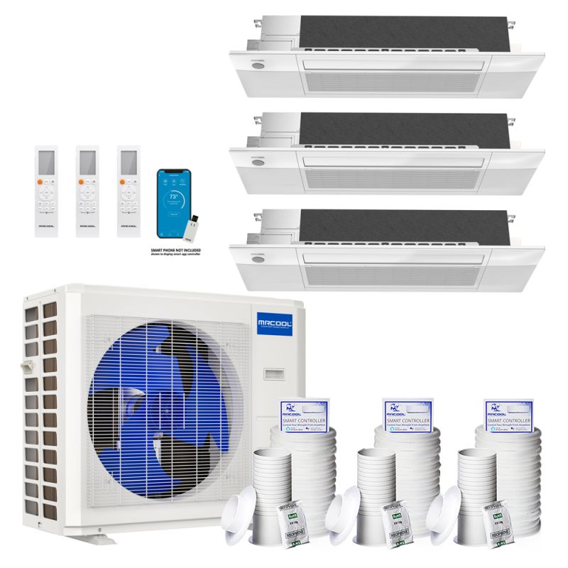 DIY 27,000 BTU 22 SEER2 MRCOOL 3 Zone Ceiling Cassette Air Handler 9+9+18 - DIY-MULTI3-27HP / DIYCASSETTE09-2 / DIYCASSETTE18