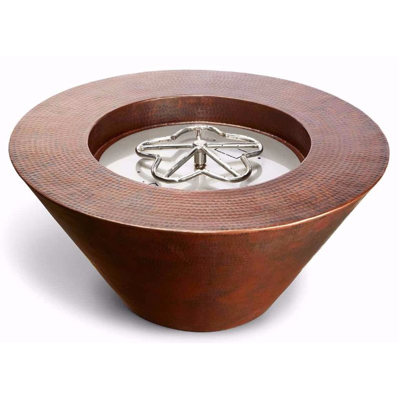 HPC Mesa 32-Inch Round Hammered Copper Match Lit Gas Fire Bowl - MESA32-HCGFP