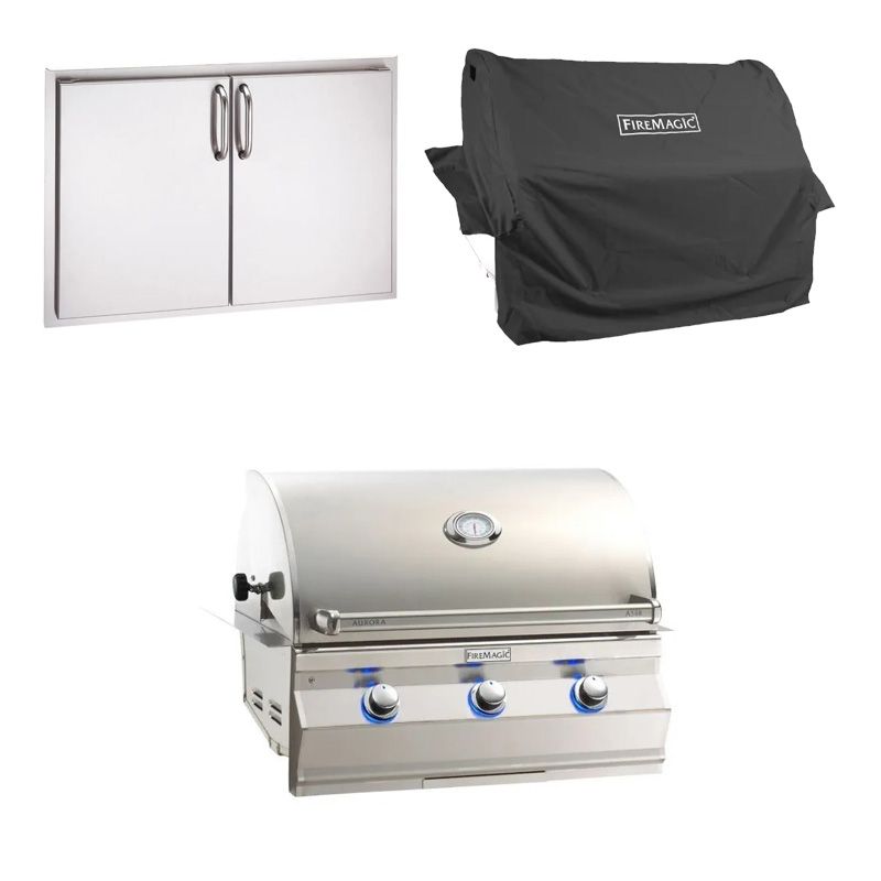 Fire Magic Aurora 30-Inch 3-Burner Built-In Gas Grill W/Outdoor Kitchen Package Options - A540i-7EA