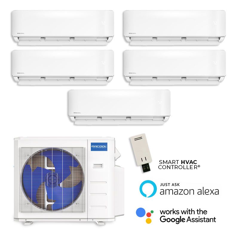 48,000 MRCOOL 5th Gen DIY 21.8 SEER2 Five Zone Wall Mounted Mini Split Heat Pump System - R-454B | 6 + 6 + 12 + 18 + 18 DIY-MULTI6-48HP230D / DIY-06-WM-2 / DIY-12-WM / DIY-18-WM-2