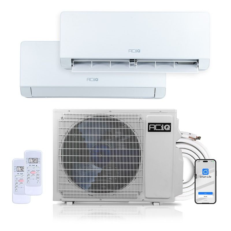 24,000 BTU ACIQ Essentials 23.0 SEER2 Dual Zone Wall Mount Mini Split Heat Pump System - R32 | 230V - 9 + 18