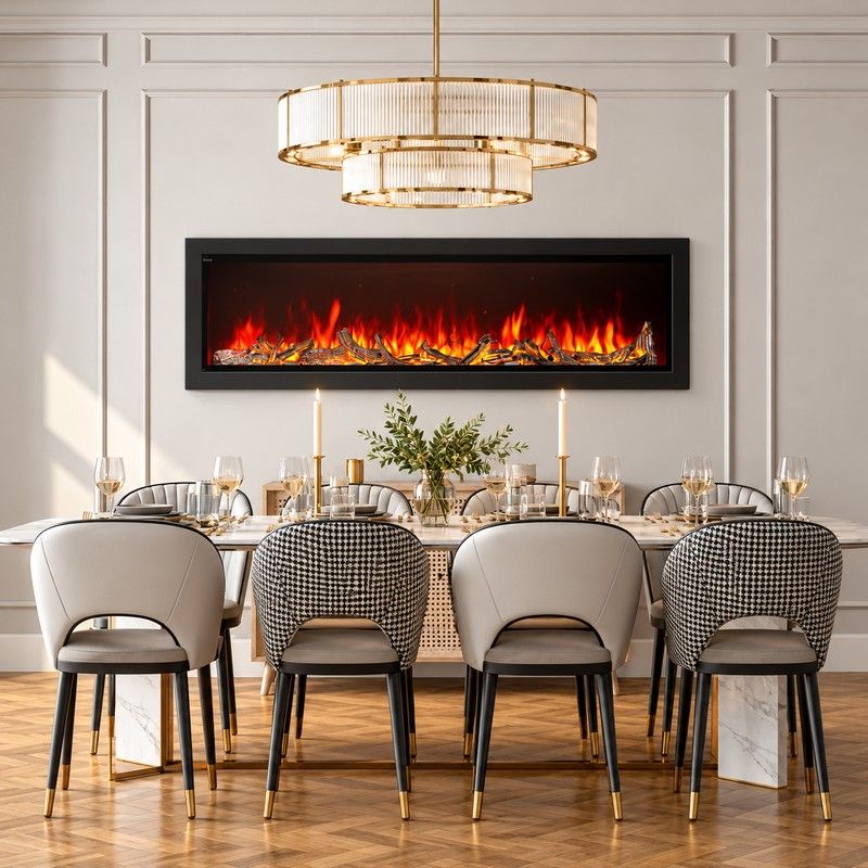 Napoleon Astound 74" Built-In Electric Fireplace with Remote, Heater & Glass Media for 120V - NEFB74AB