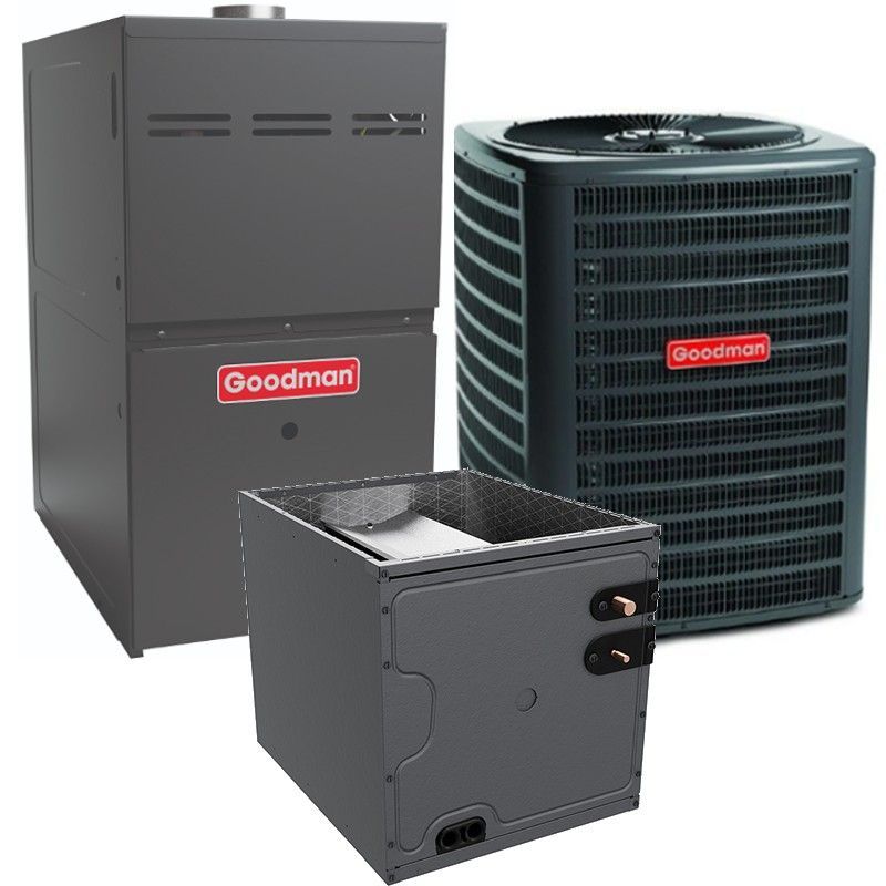 2.5 Ton 13.6 SEER2 80% AFUE 60,000 BTU Goodman Low NOx Gas Furnace and R32 Air Conditioner System - Upflow - GLXS3BN3010 / CAPFA3626B3 / GR9S800603BX