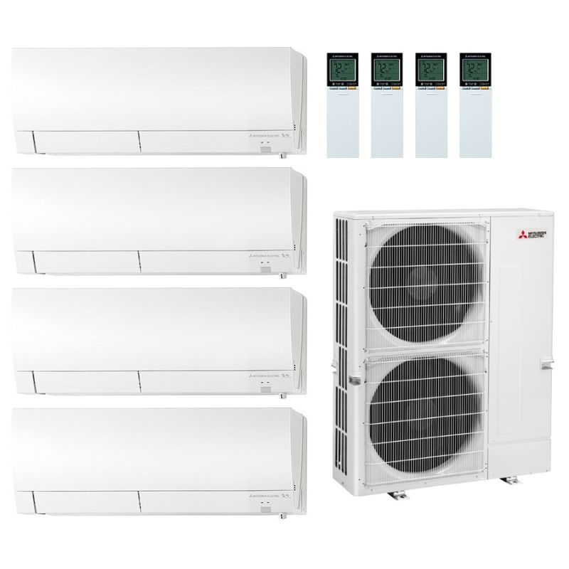 36,000 BTU Mitsubishi GX-Series 4-Zone Mini Split | 23 SEER2, R454B, 9k + 9k + 12k + 15k Units