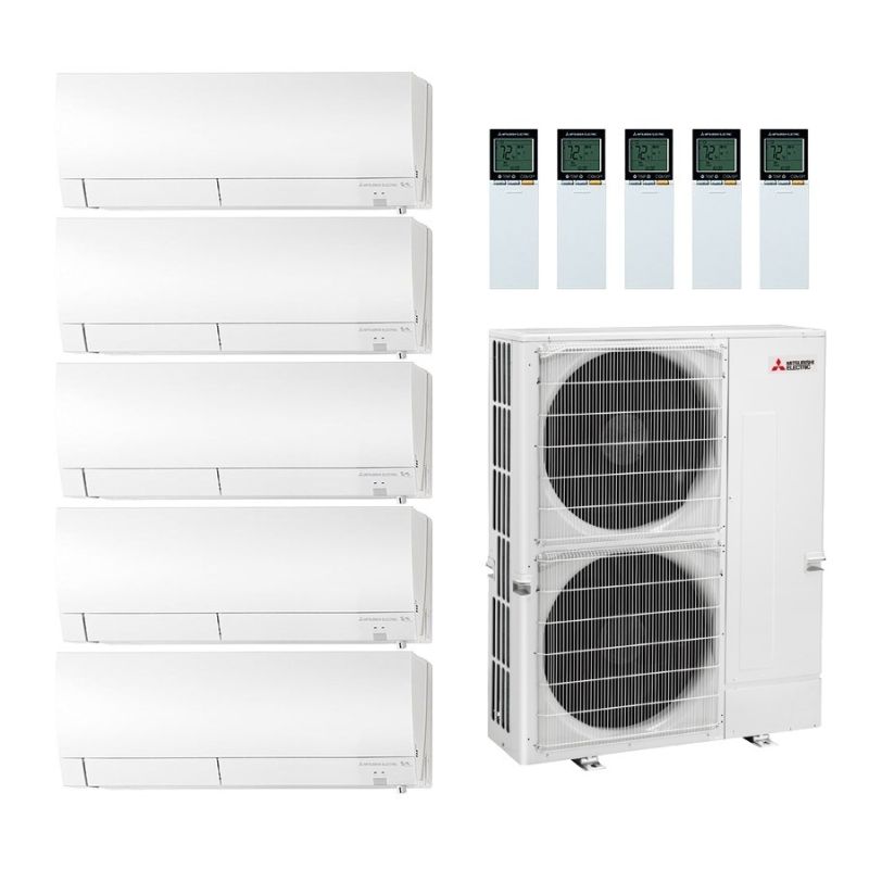 48,000 BTU 23 SEER Mitsubishi 5 Zone Mini Split H2i Hyper Heat Pump System 6 + 6 + 12 + 12 + 12 - R410A - MXZ-SM48NAMHZ / 2-MSZ-GS06NA / 3-MSZ-GS12NA