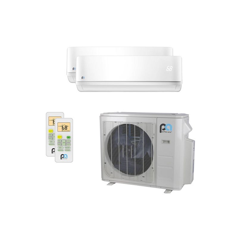 Perfect Aire 27,000 BTU 22 SEER Dual Zone Heat Pump System 9+9 - Wall Mounted - 3PAMSH27-MZO3 / 2-2PAMSH09-MZW