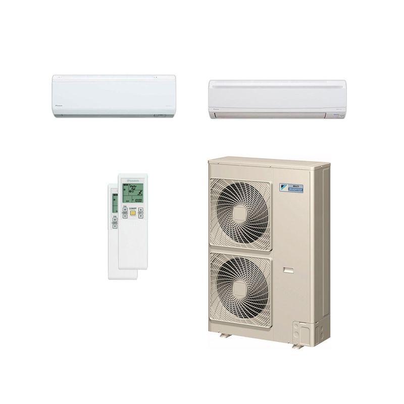 Daikin 48,000 BTU 19 SEER Dual Zone Wall Mounted Mini Split Heat Pump System 7+24 - RMXS48LVJU / CTXS07LVJU / FTXS24LVJU