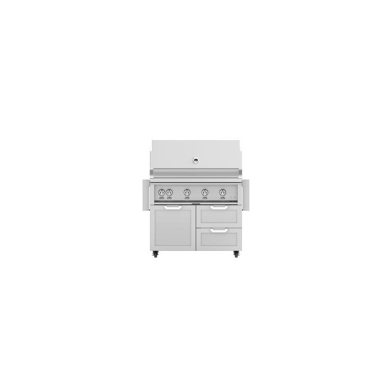 Hestan 42-Inch Gas Grill W/Sear Burner & Rotisserie On Double Drawer & Door Tower Cart - GMBR42/GCR42