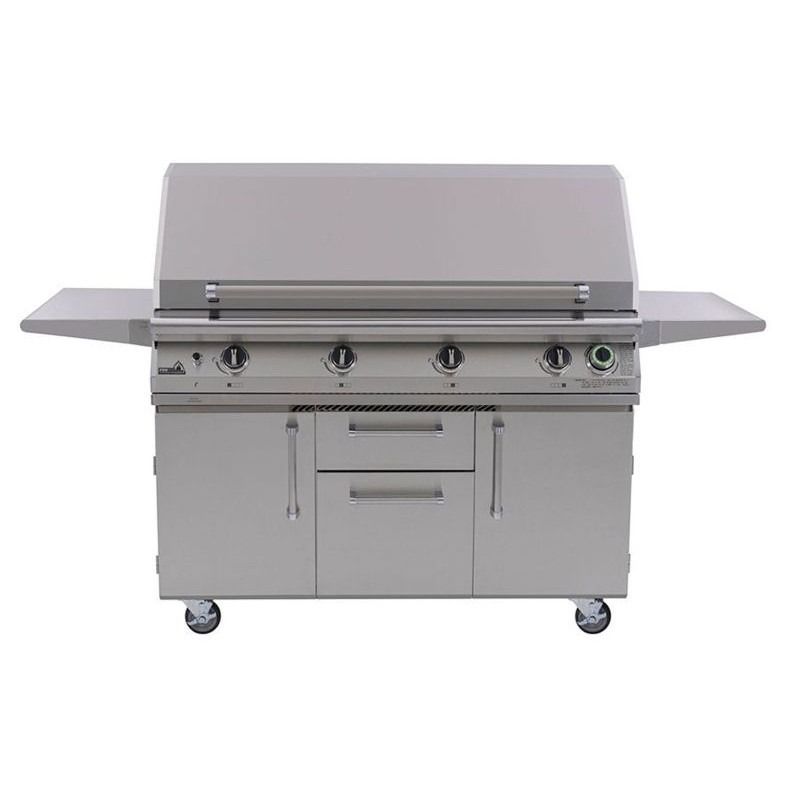 PGS Grills Legacy Big Sur Commercial T Series 48" 2 Burner Freestanding Gas Grill with Timer on Portable Cart - S48TNG / S48CART