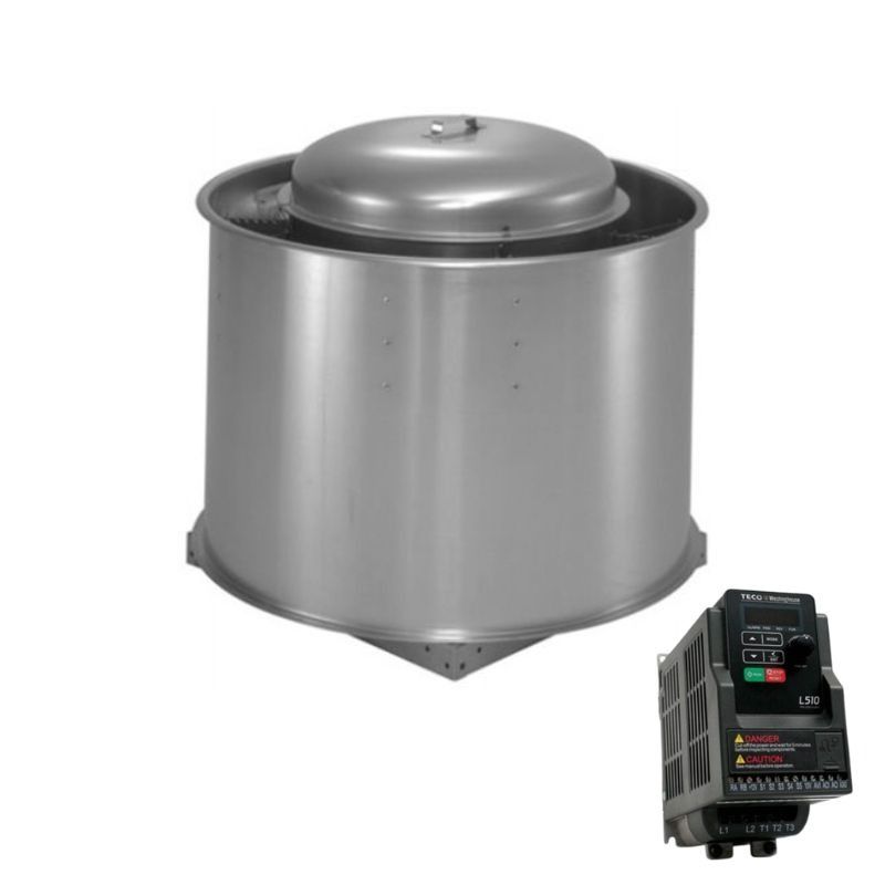 ACME 12" Upblast Restaurant Grease Roof Exhaust Wall Fan Belt Drive with VFD Controller, 1075 CFM 1/4 HP, 208 Volts, 3 Phase - PNURG120E3-.25-3P / L510-201-H3-U
