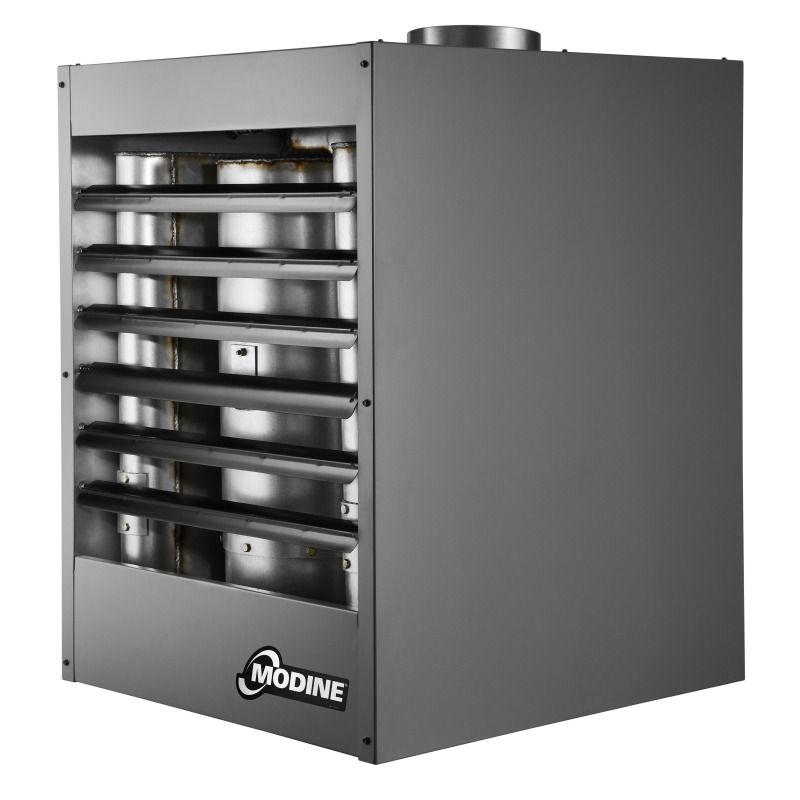 Modine POR Series 145,000 BTU commercial gas-fired unit heater for warehouse, workshop, garage, and industrial building heating.