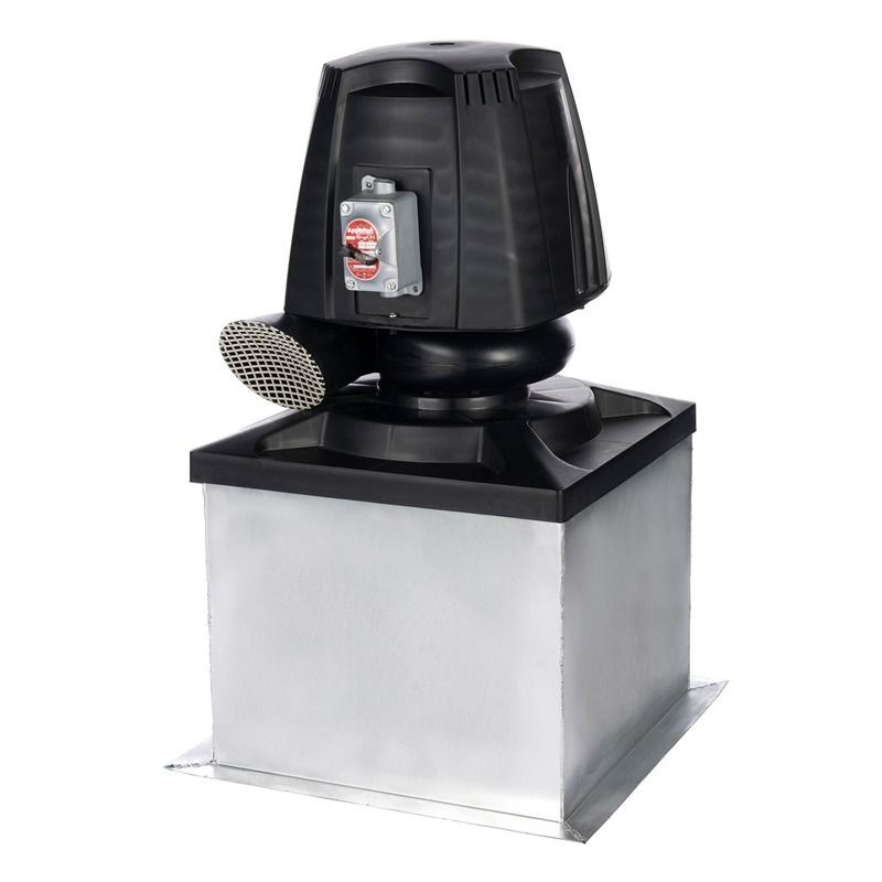 Plastec R 15 XP Direct Drive Forward Curve Roof Mounted Polypropylene Blower, 600 CFM, 1/2 HP, Three Phase, 230460 V - R15XT2P050