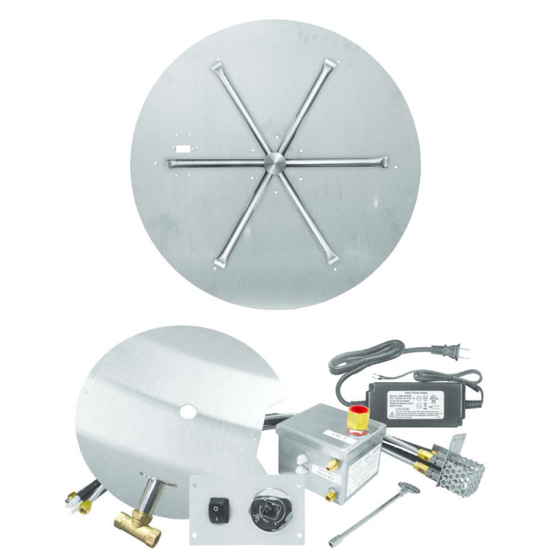 Firegear 26-Inch DIY Round Flat Pan Fire Pit Burner Kit With Remote - FPB-26DBSAWS-N
