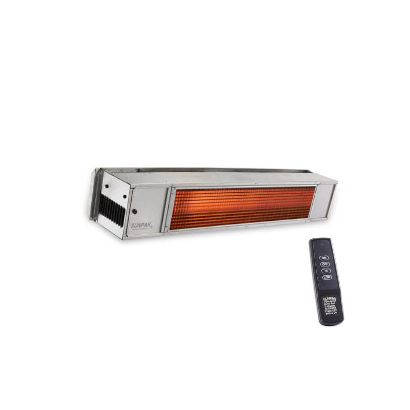 Sunpak TSR 48-Inch 34,000 BTU Two-Stage Natural Gas Patio Heater With Remote - Stainless Steel - S34S TSR