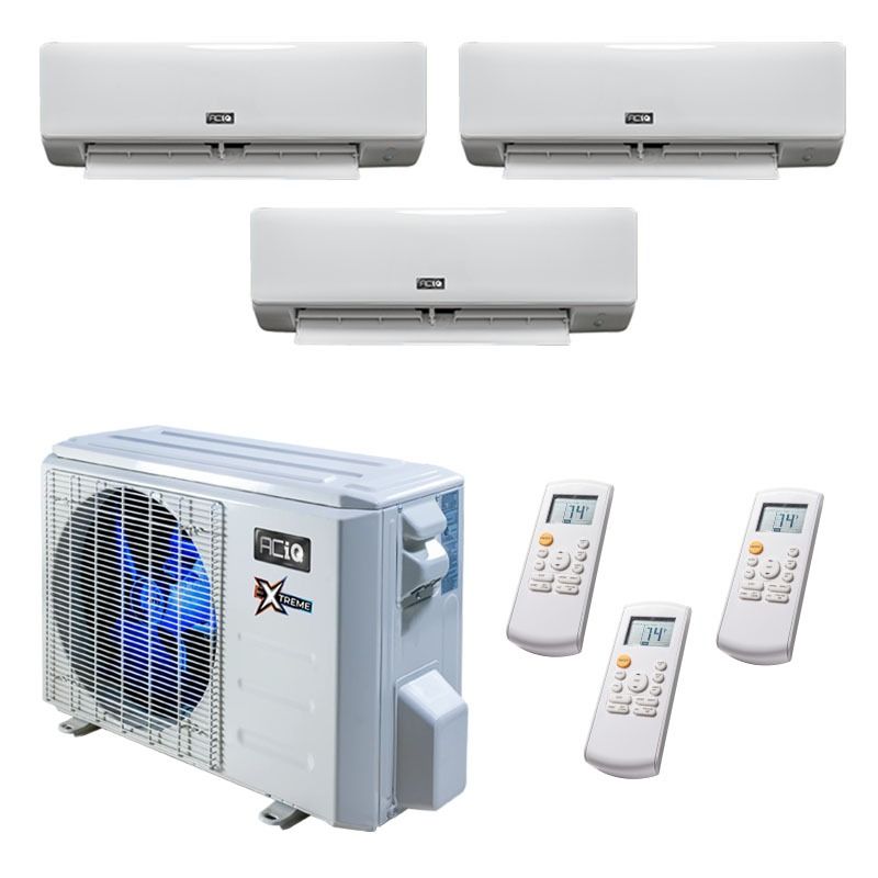 27,000 BTU 23 SEER2 ACiQ 3-Zone Wall Mounted Mini Split System  - Extreme Heat - WiFi Enabled - 6+6+9 - ACiQ-27Z-HH-M3/ACIQ-06W-HH-M-2/ACIQ-09W-HH-M