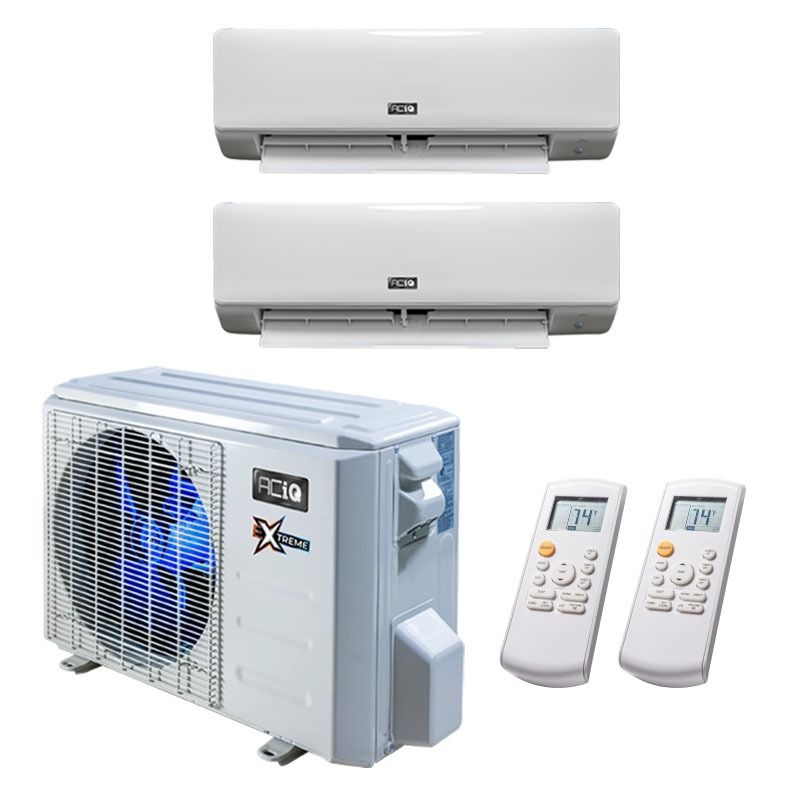 27,000 BTU 23 SEER2 ACiQ 2-Zone Wall Mounted Mini Split System  - Extreme Heat - WiFi Enabled - 6+18 - ACiQ-27Z-HH-M3/ACIQ-06W-HH-M/ACIQ-18W-HH-M