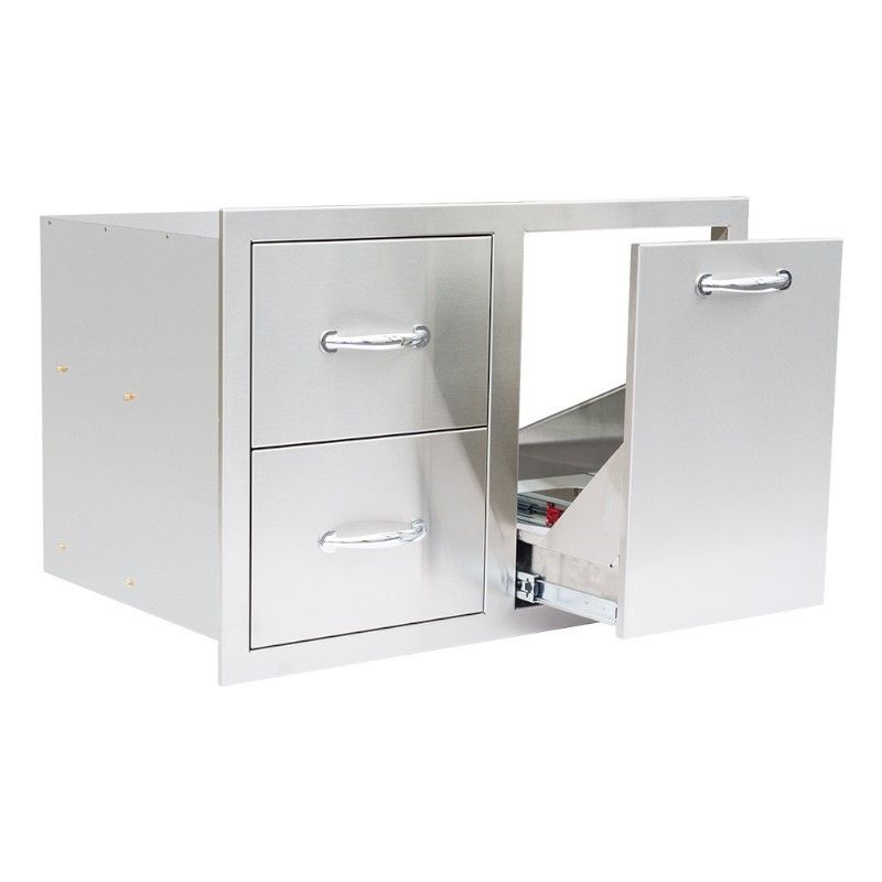 Summerset 33-Inch Stainless Steel Double Drawer & Roll-Out Propane Tank Storage Combo - SSDC233LP