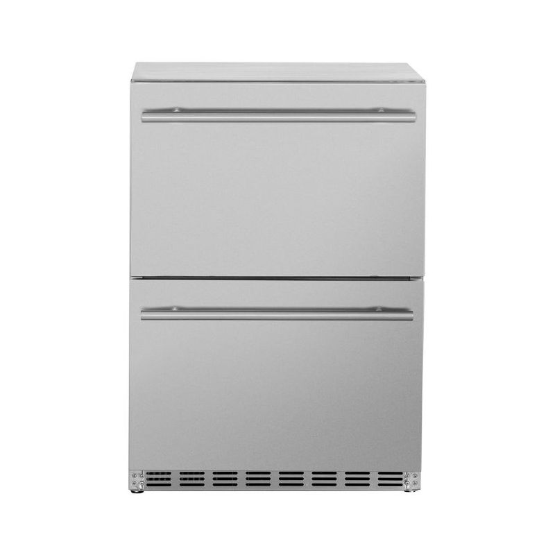 American Made Grills 24 Inch Deluxe 2-Drawer Outdoor Rated Refrigerator - AMG-SSRFR-24DR2