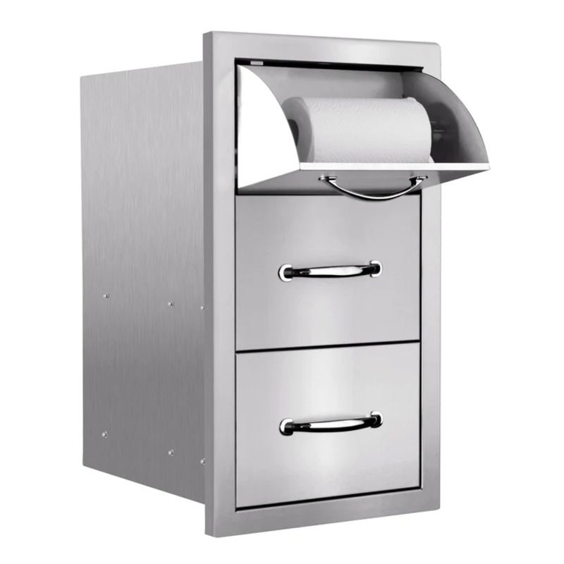 American Made Grills 17 Inch 2-Drawer & Paper Towel Holder Combo - AMG-SSTDC-17