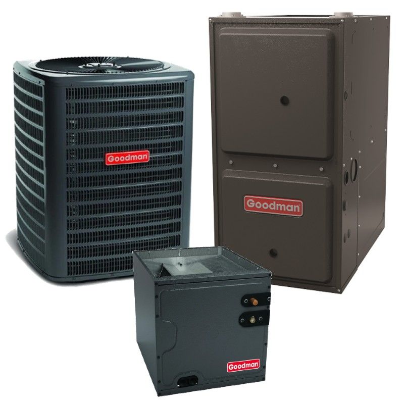 2 Ton 13.4 SEER2 96% AFUE 60,000 BTU Goodman Gas Furnace and Air Conditioner System - Upflow - GSXN3N2410 / CAPFA2422B6 / GM9S960603BN