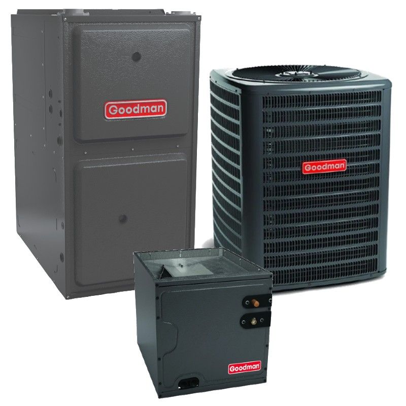 3.5 Ton 13.4 SEER2 97% AFUE 100,000 BTU Goodman Gas Furnace and Air Conditioner System - Upflow "GSXN3N4210 / CAPF4961D6 / GMVM971005CN"