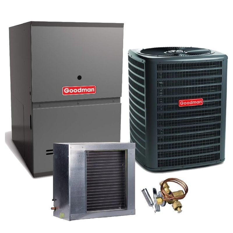 2 Ton 13.4 SEER2 92% AFUE 60,000 BTU Goodman Gas Furnace and Air Conditioner System - Horizontal - GSXN3N2410 / CSCF3036N6 / GM9S920603BN / TX2N4A
