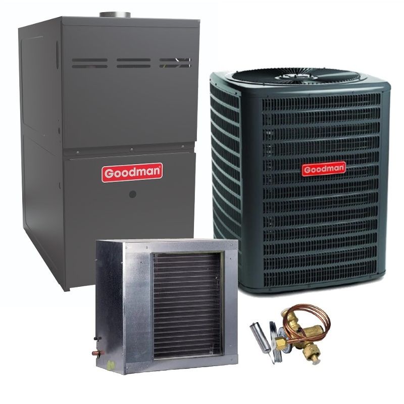 4 Ton 13.4 SEER2 80% AFUE 80,000 BTU Goodman Gas Furnace and Air Conditioner System - Horizontal - GSXN3N4810 / CSCF4860N6 / GMVC800804CN / TX5N4