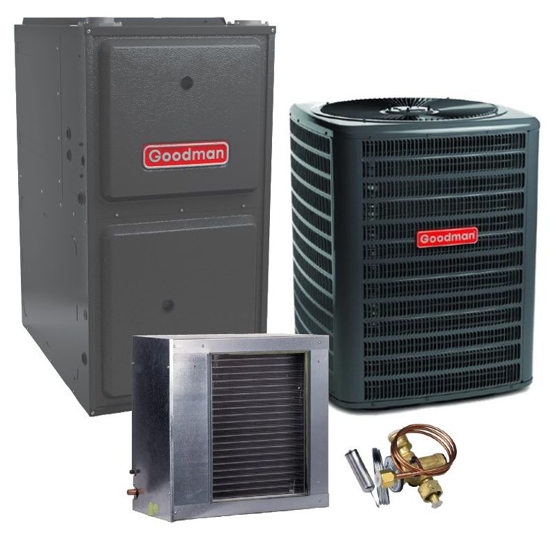 2 Ton 13.4 SEER2 92% AFUE 40,000 BTU Goodman Gas Furnace and Air Conditioner System - Horizontal - GSXN3N2410 / CSCF3642N6 / GM9S920403AN / TX2N4A
