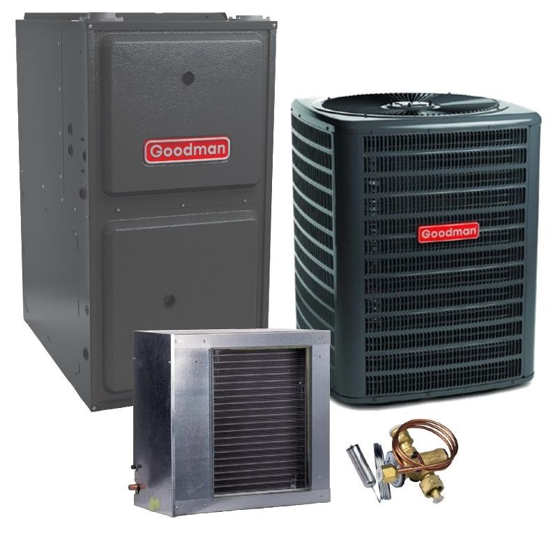 3 Ton 13.4 SEER2 92% AFUE 100,000 BTU Goodman Gas Furnace and Air Conditioner System - Horizontal - GSXN3N3610 / CSCF3642N6 / GM9S921004CN / TX3N4