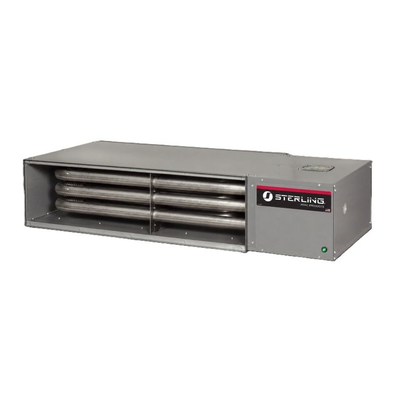 Sterling TD Series 150,000 BTU Tubular Duct Furnace gas-fired indoor duct furnace with exposed horizontal tubular heat exchanger.