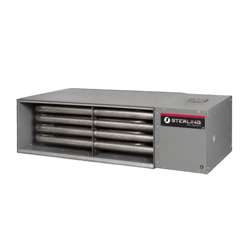 Sterling TD Series 200,000 BTU Tubular Duct Furnace gas-fired indoor duct furnace with exposed horizontal tubular heat exchanger.