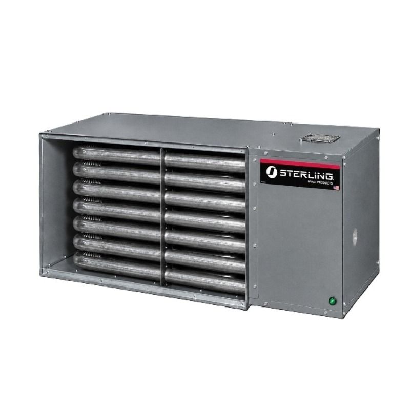 Sterling TD Series 350,000 BTU Tubular Duct Furnace gas-fired indoor duct furnace with exposed horizontal tubular heat exchanger.
