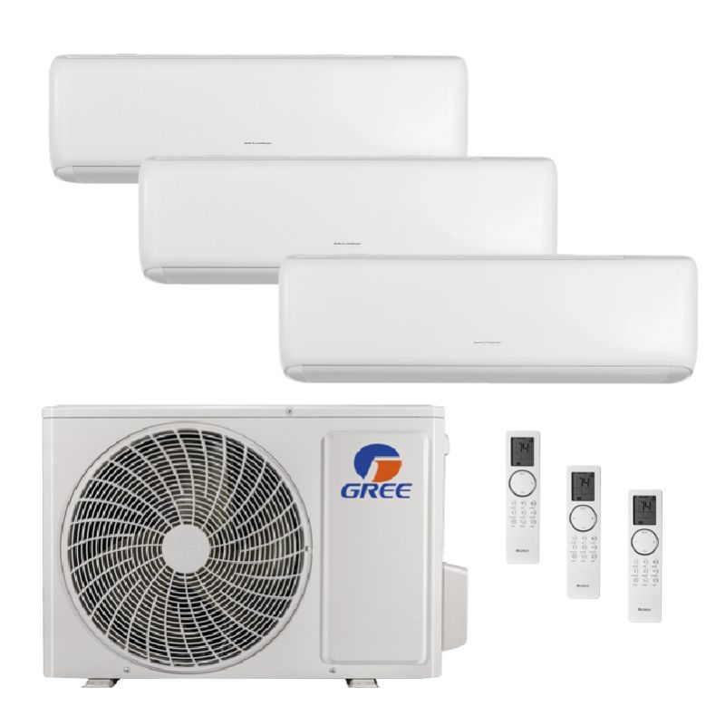 Gree Livo 42,000 Btu 21 SEER2 R-32 3-Zone Ductless Mini Split System - 9K-12K-24K - MUL42HP230V1R32AO / LIV09HP230AH / LIV12HP230AH / LIV24HP230AH