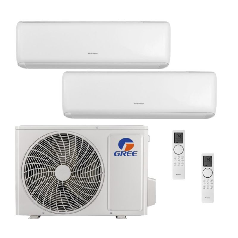 36,000 BTU Gree Livo 21 SEER2 Dual Zone Wall Mount Mini Split Heat Pump System - R32 | 230V - 18 + 18