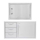 BBQ Direct Outdoor Kitchen 2-Piece Set With 39-Inch Access Door & Triple Drawer Combo & 24-Inch Single Access Door
