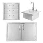 BBQ Direct Outdoor 3-piece Kitchen Set With Double & Triple Access Door & Sink 