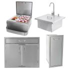 BBQ Direct Outdoor Kitchen 4-Piece Set With Narrow Roll-Out Trash Bin