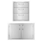 BBQ Direct Outdoor 2-piece Kitchen Set With 32-Inch Double Access Doors and 16-Inch Triple Access Drawer
