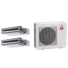 Mitsubishi 24,000 BTU SEZ-AD-Series 20 SEER2 2 Zone Concealed Duct Mini Split Heat Pump System – R454B | 230V - 12 + 12