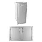 BBQ Direct Outdoor Kitchen 2-piece Set With 25-Inch Double Access Door & 13-Inch Narrow Roll-Out Trash Bin