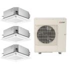 Mitsubishi 42,000 BTU SEZ-AD-Series 19.3 SEER2 3 Zone Ceiling Cassette Mini Split Heat Pump System - R454B | 230V - 12 + 12 + 15