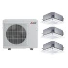 Mitsubishi 36,000 BTU SEZ-AD-Series 23 SEER2 3 Zone Ceiling Cassette Mini Split Heat Pump System - R454B | 230V - 9 + 9 + 12