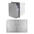 BBQ Direct Outdoor Kitchen 2-Piece Set With 25-Inch Double Access Door & 20-Inch Roll-Out Trash/Propane Tank Drawer
