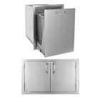 BBQ Direct Outdoor Kitchen 2-Piece Set With 25-Inch Double Access Door and 20-Inch Roll-Out Double Trash/Recycling Bin