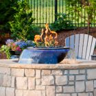 HPC Tempe Copper 31" Round Hammered Copper Fire & Water Bowl with Electronic On/Off Ignition & Standard Burner - WB52R-TEMP360-EI