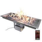 HPC Rectangle 24" x 12" Fire Pit Burner Kit with Bowl Pan & Electronic HI/LO Ignition & Torpedo Burner - TOR-24X12SSEI-H-HI/LO