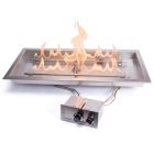 HPC Rectangle 30" x 12" Fire Pit Burner Kit with Bowl Pan & Push Button Flame Sense Ignition & Torpedo Burner - TOR-FPPK30X12-H