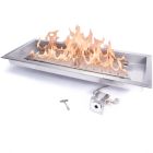 HPC Rectangle 30" x 12" Fire Pit Burner Kit with Bowl Pan & CSA Certified Match Light Ignition & Torpedo Burner - TOR-MLFPK30X12-H